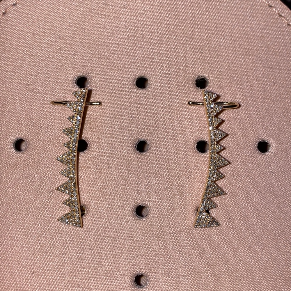 14K gold micro-pave diamond ear climbers